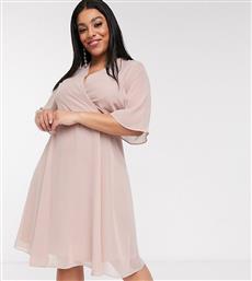 Simply Be wrap midi dress in blush-Pink από το Asos