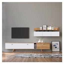 Σύνθετο Σαλονιού Hera Sapphire Oak - Λευκό Μ170xΒ37xΥ45εκ. Megapap