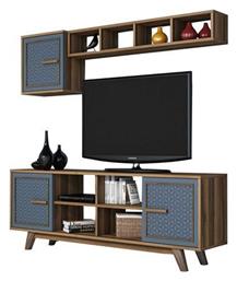 Σύνθετο Σαλονιού Καρυδί / Μπλε Μ160xΒ35xΥ56.2εκ. HomeMarkt