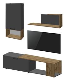 Σύνθετο Σαλονιού Poelfy Ανθρακί-oak Μ170xΒ37.5xΥ42εκ. Pakketo