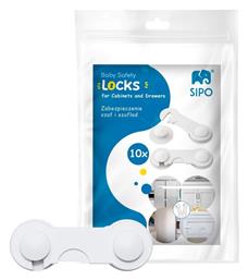 Προστατευτικά για Ντουλάπια & Συρτάρια από Πλαστικό σε Λευκό Χρώμα 10τμχ Sipo