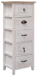 Συρταριέρα Αποθήκευσης από Μασίφ Ξύλο με 5 Συρτάρια Λευκό / Φυσικό Μ35xΠ25xΥ87εκ. vidaXL