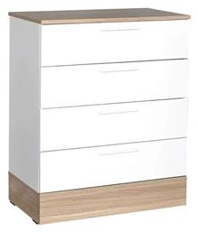 Συρταριέρα Κρεβατοκάμαρας Ξύλινη Base με 4 συρτάρια Oak - Λευκό 72x40x88εκ. Megapap