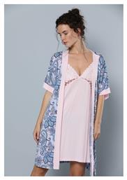 Καλοκαιρινή Γυναικεία Ρόμπα με Νυχτικό Lahour Pink Siyah Inci
