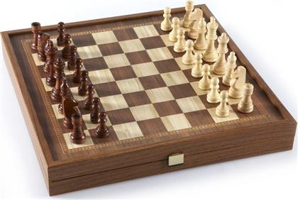 Manopoulos Classic Style Χειροποίητο Τάβλι / Σκάκι από Ξύλο Ελιάς με Πούλια 27x27cm από το GreekBooks
