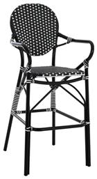 Σκαμπό Μπαρ Εξωτερικού Χώρου Rattan Bamboo Look Μαύρο - Λευκό 56x60x126εκ. HomeMarkt