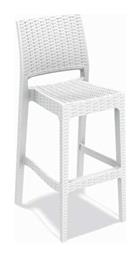 Σκαμπό Μπαρ Εξωτερικού Χώρου Rattan Jamaica Λευκό 40x51x108εκ. Siesta Exclusive