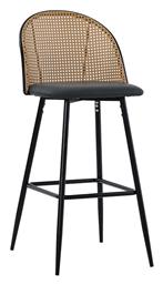 Σκαμπό Μπαρ Kace Rattan Φυσικό / Ανθρακί / Μαύρο 43x55x102εκ. Pakketo