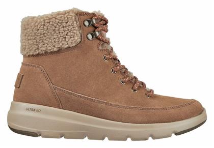 Γυναικεία Μποτάκια με Γούνα Καφέ Skechers