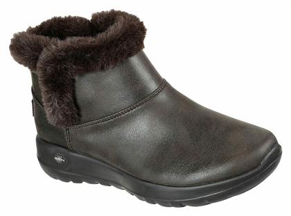 On The Go Joy Suede Γυναικεία Μποτάκια με Γούνα Καφέ Skechers