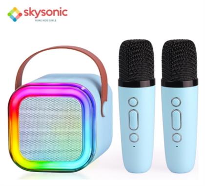 Σύστημα Karaoke με Ασύρματα Μικρόφωνα K8 σε Γαλάζιο Χρώμα Skysonic