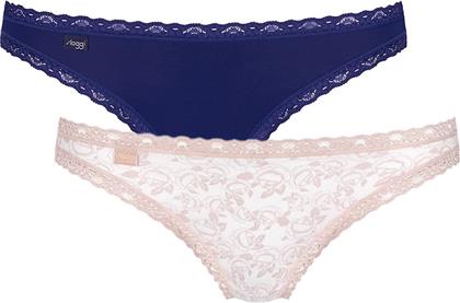 Sloggi 24/7 Weekend Βαμβακερά Γυναικεία Brazil 2Pack με Δαντέλα Blue/Beige από το Plus4u