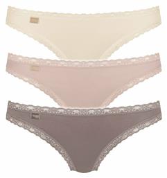 Sloggi 24/7 Weekend H Tanga Βαμβακερά Γυναικεία Slip 3Pack με Δαντέλα Beige/Puro από το Plus4u