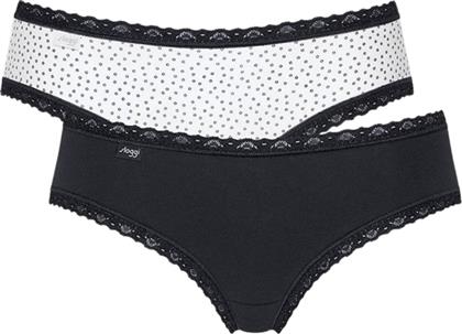 Sloggi 24/7 Weekend Hipster Γυναικεία Slip 2Pack με Δαντέλα White/Black από το Plus4u