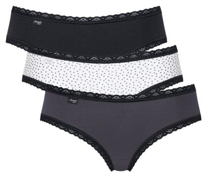 24/7 Weekend Hipster Βαμβακερά Γυναικεία Slip 3Pack με Δαντέλα Μαύρα Sloggi από το Plus4u