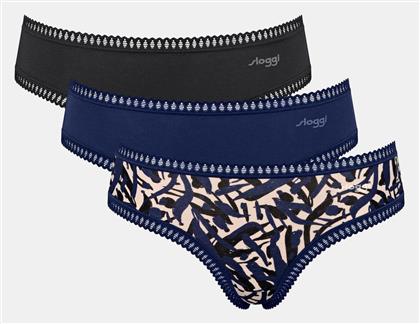 Βαμβακερά Γυναικεία Boxer 3Pack με Δαντέλα Μπλε Sloggi