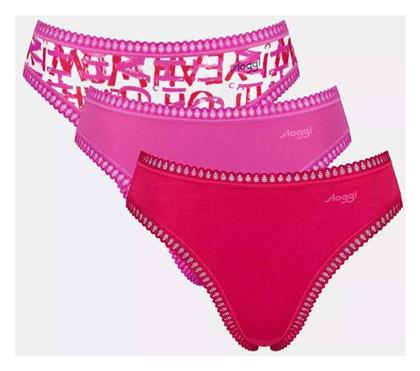 Βαμβακερά Γυναικεία Slip 3Pack Φούξια, Κόκκινο, Εμπριμέ Sloggi