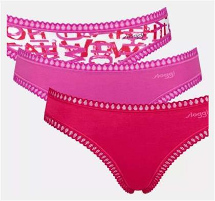 Βαμβακερά Γυναικεία Slip 3Pack με Δαντέλα Πολύχρωμα Sloggi