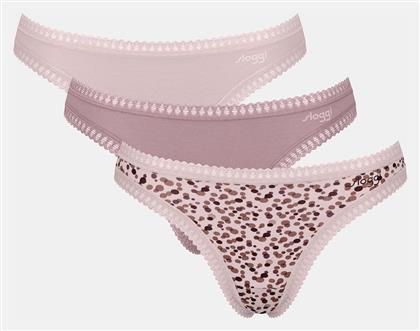 Βαμβακερά Γυναικεία String 3Pack με Δαντέλα Sloggi