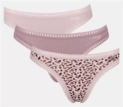 Βαμβακερά Γυναικεία String 3Pack Ροζ Sloggi