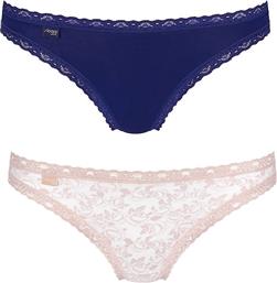 Sloggi 24/7 Weekend Βαμβακερά Γυναικεία Brazil 2Pack με Δαντέλα Blue/Beige από το Plus4u