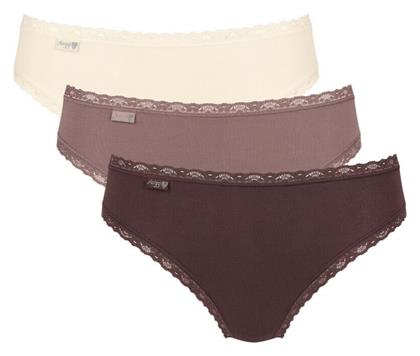 Weekend Holiday Βαμβακερά Γυναικεία Slip 3Pack με Δαντέλα Καφέ Sloggi
