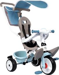 Smoby Παιδικό Τρίκυκλο Ποδήλατο με Αποθηκευτικό Χώρο, Χειρολαβή Γονέα & Σκίαστρο Baby Balade Plus για 10+ Μηνών Μπλε