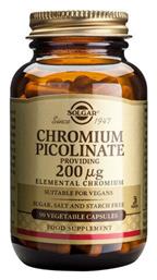 Chromium Picolinate 200mg 90 φυτικές κάψουλες Solgar