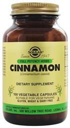 Cinnamon 500mg 100 φυτικές κάψουλες Solgar