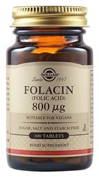 Folacin Βιταμίνη 800mcg 100 ταμπλέτες Solgar