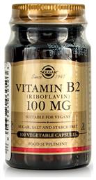Vitamin B2 Βιταμίνη 100mg 100 φυτικές κάψουλες Solgar