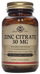 Zinc Citrate 30mg 100 κάψουλες Solgar