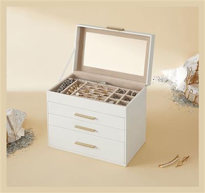Μπιζουτιέρα Κουτί Ξύλινη με Συρτάρι 25.1x15.3x21.5cm Songmics