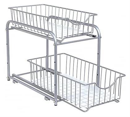 Ραφιέρα Κουζίνας Μεταλλική σε Ασημί Χρώμα 2 Θέσεων 36x21x31.5cm Songmics