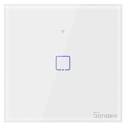 TX T0 Χωνευτός Διακόπτης Τοίχου Wi-Fi για Έλεγχο Φωτισμού με Πλαίσιο και Ένα Πλήκτρο Αφής Φωτιζόμενος Λευκός Sonoff