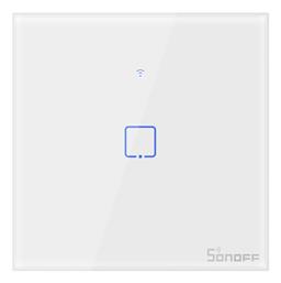 TX T1 Χωνευτός Διακόπτης Τοίχου Wi-Fi για Έλεγχο Φωτισμού με Πλαίσιο και Ένα Πλήκτρο Αφής Φωτιζόμενος Λευκός Sonoff