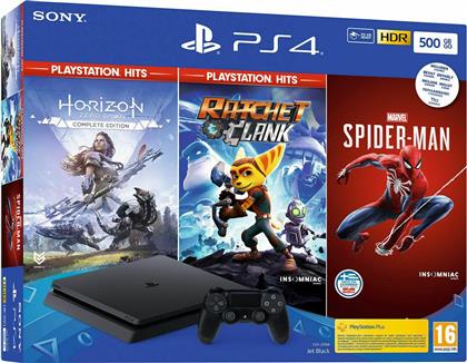 Sony PlayStation 4 500GB & Marvel`s Spider-Man & Horizon Zero Dawn PS Hits & Ratchet & Clank PS Hits από το Media Markt