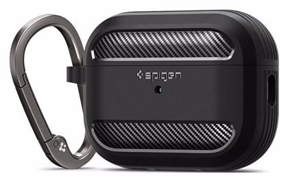 Rugged Armor Θήκη Σιλικόνης με Γάντζο σε Μαύρο χρώμα για Apple AirPods Pro 2022 Spigen