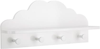 Spitishop Cloud Παιδική Κρεμάστρα Πολλαπλών Θέσεων με Ράφι Ξύλινη Λευκή 48x12x22εκ.