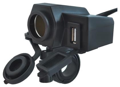 SPM SPM Αδιάβροχος Φορτιστής Μοτοσυκλέτας με Θύρες: 1xUSB & 1xΑναπτήρα