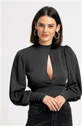 Staff Μακρυμάνικο Βραδινο Crop Top Μαύρο από το HallofBrands