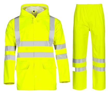 Αδιάβροχο και Αντιανεμικό Σετ Υψηλής Ορατότητας με Αντανακλαστικές Ταινίες Κίτρινο Stenso