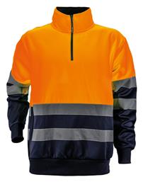 Glow Winter HV Μακρυμάνικο Φούτερ Εργασίας με Αντανακλαστικές Ταινίες Πορτοκαλί Stenso