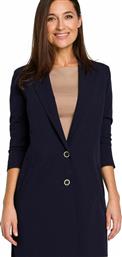 Stylove S142 Μακρύ Γυναικείο Μεσάτο Σακάκι Navy Μπλε από το Koolfly
