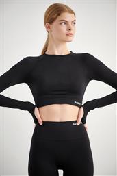 SugarFree Μακρυμάνικο Crop Top Μαύρο από το SugarFree