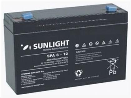 SPA 6-12 με Χωρητικότητα 12Ah και Τάση 6V 1τμχ SunLight