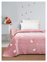 Sunshine Κουβέρτα Fleece Hearts 160x220εκ. Φωσφορίζουσα Ροζ από το Aithrio