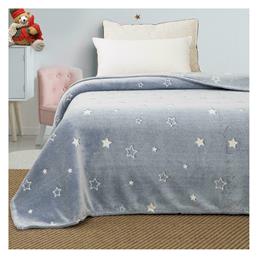 Κουβέρτα Βελουτέ Stars 160x220cm Φωσφορίζουσα Γαλάζια Sunshine