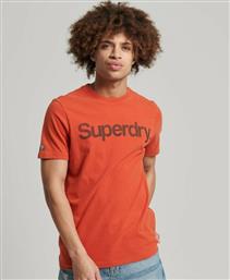 Superdry Ανδρικό T-shirt Πορτοκαλί με Λογότυπο