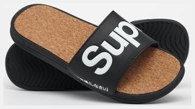 Cork Crewe Slides σε Μαύρο Χρώμα Superdry